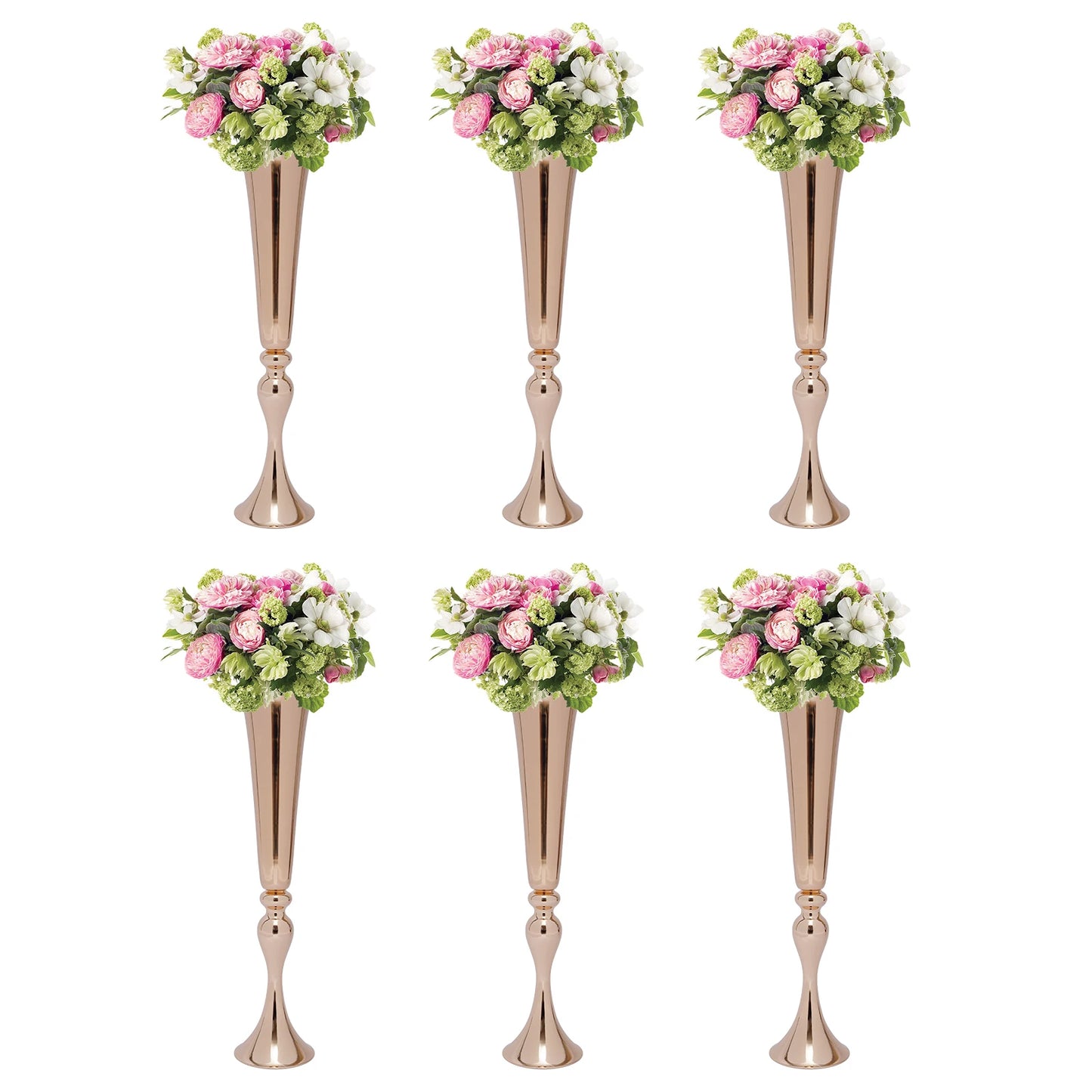 Gold Trumpet Vases Set For Wedding Table Centerpieces