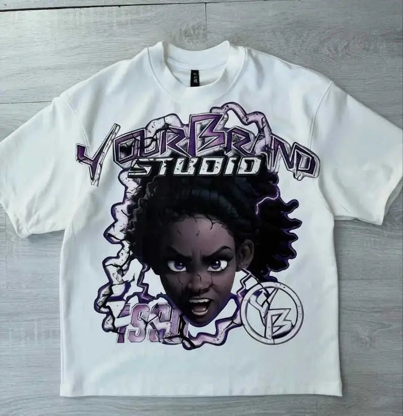 Harajuku Y2K Streetwear Mens Oversized Cartoon Print Tee