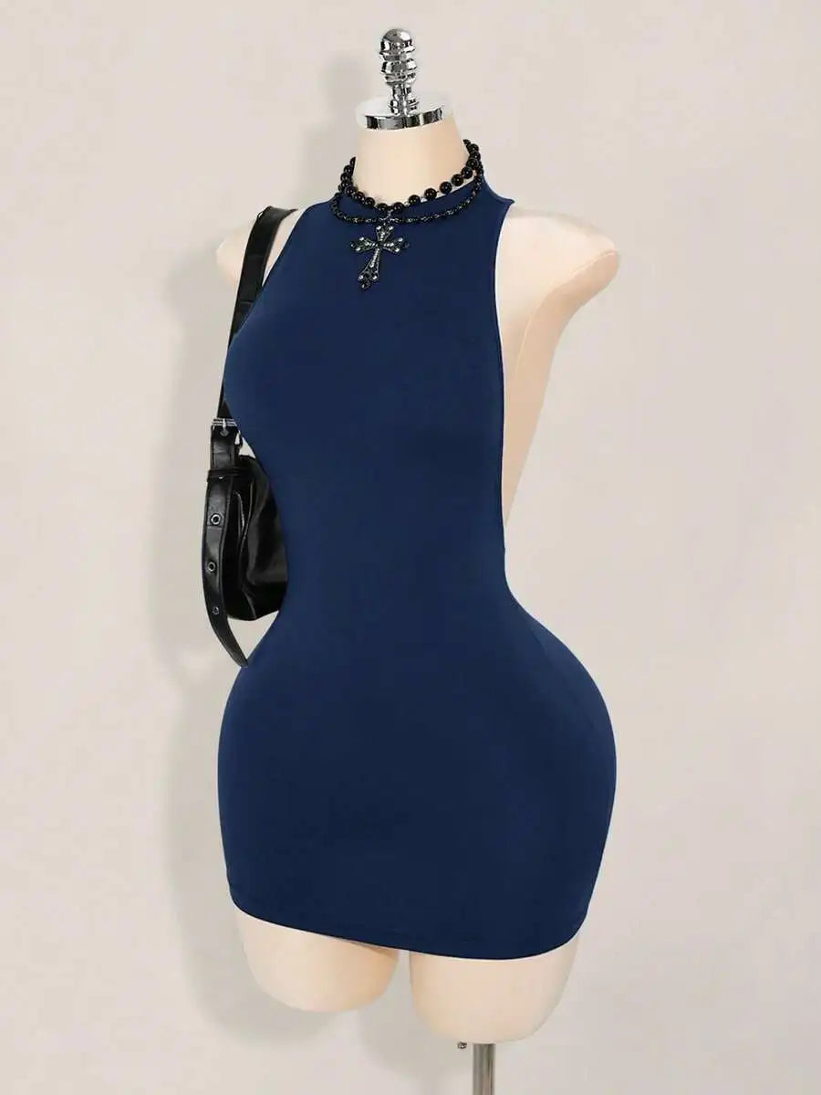 Bodycon Mini Dress With Criss-Cross Backless Design