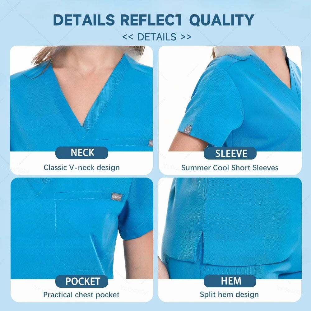 Unisex Nurse Scrubs Uniform Set Jogger Pants Medical Workwear