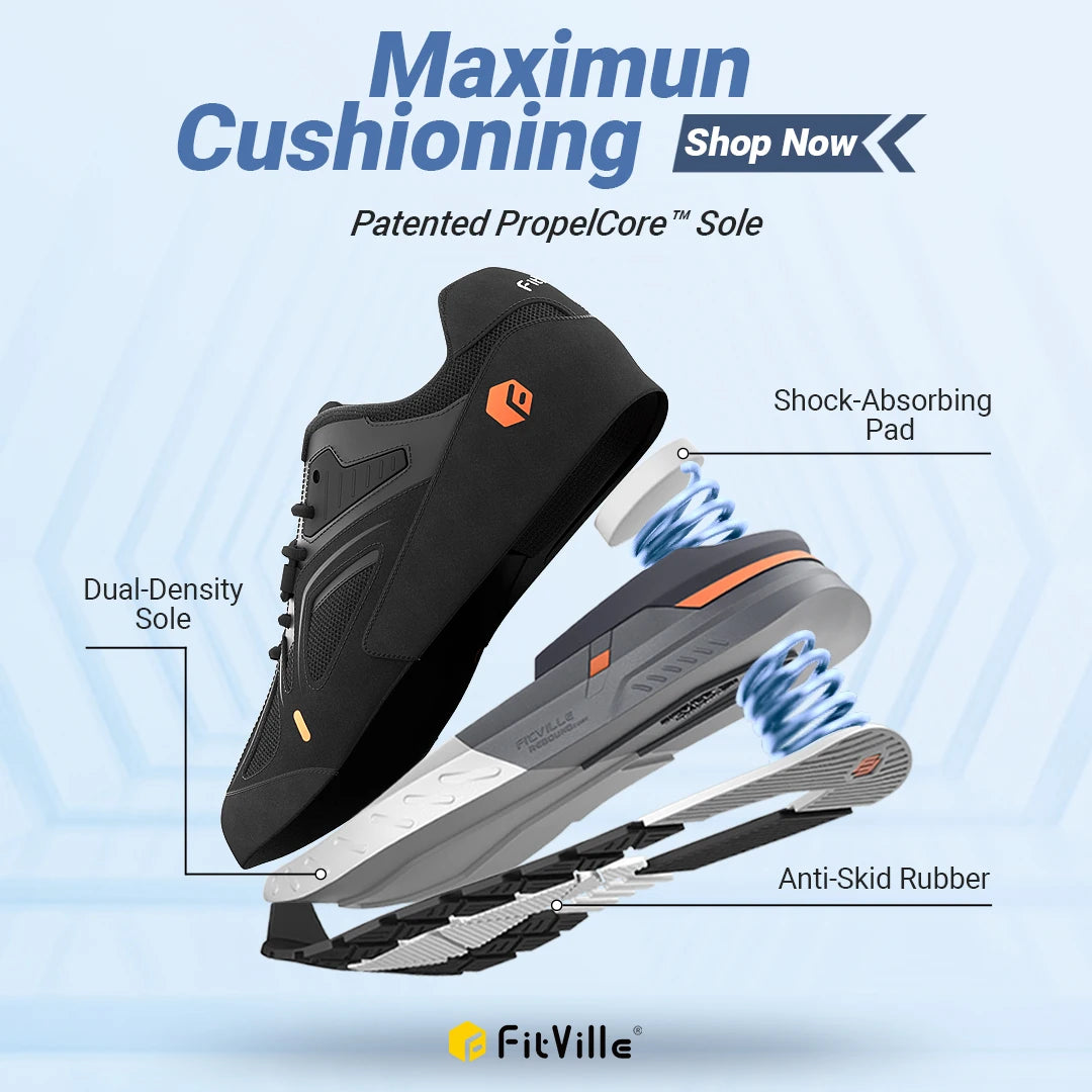 Fittington Men's Walking Shoes Extra Wide Non Slip Sneakers