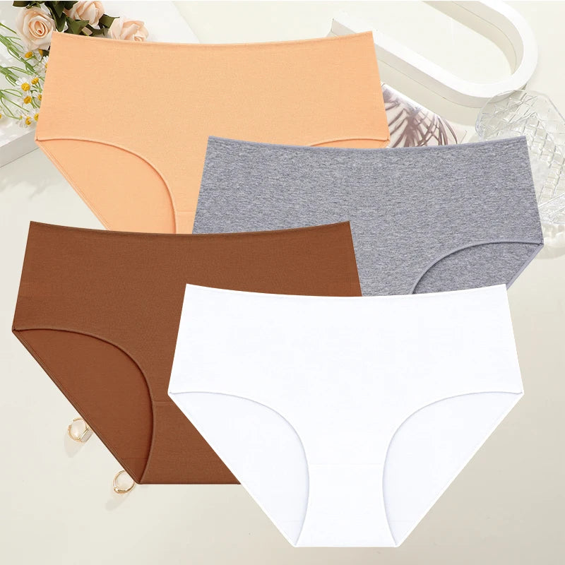 Comfort Cotton Panties Set Women High Waist Breathable Seamless Underwear