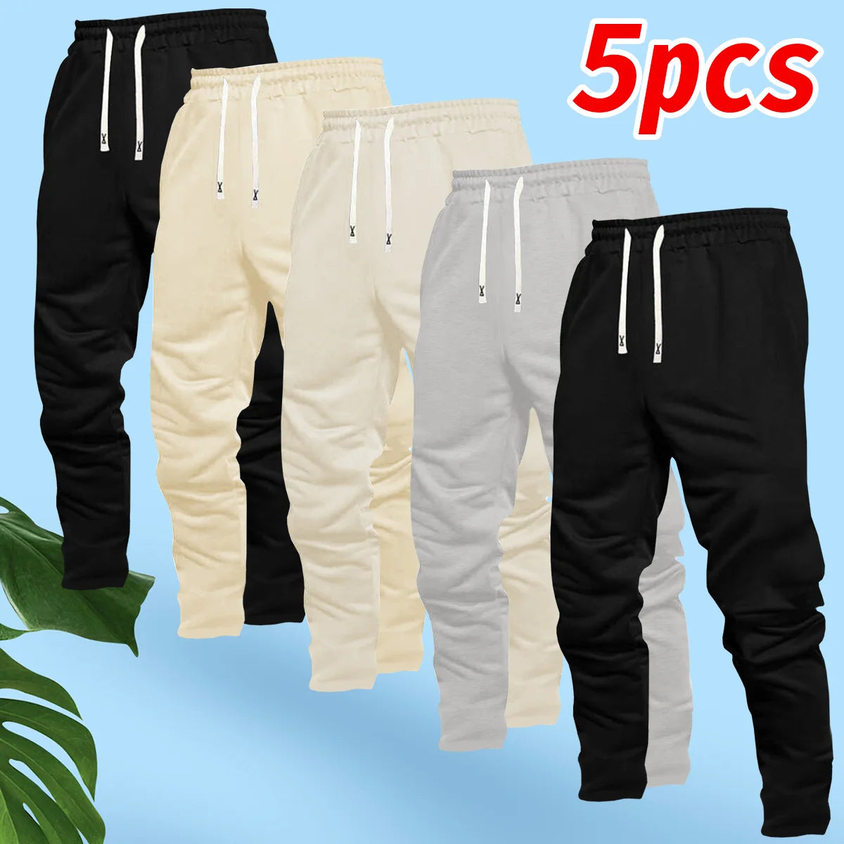 Men's Polyester Straight-Leg Casual Pants Five-Pocket For Outdoors And Travel