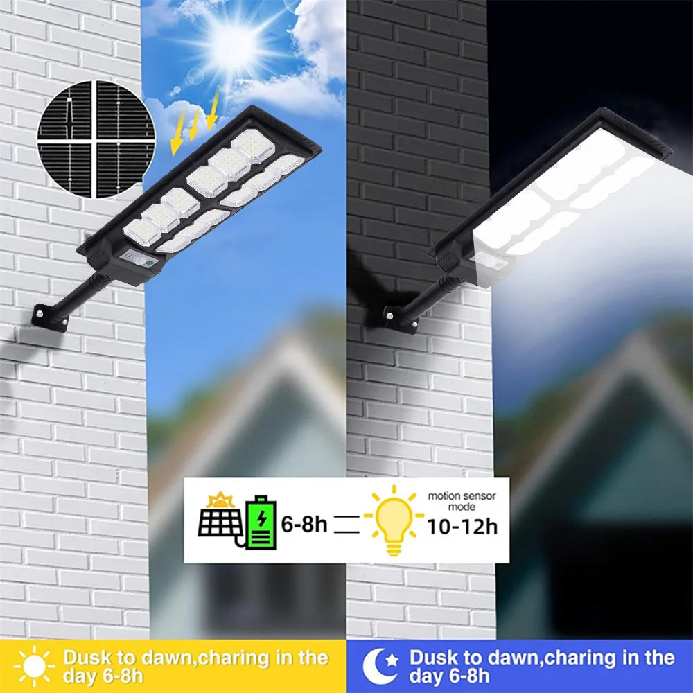Solar Street Lights 192LED Dusk To Dawn With Motion Sensor