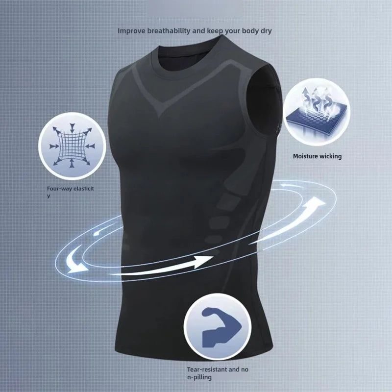 Men's Quick Dry Sleeveless Compression Tank Top for Workout