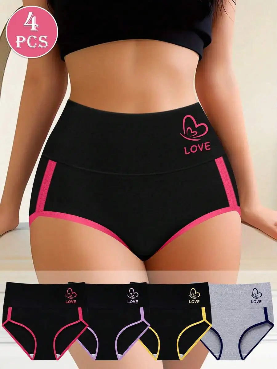 Women's High Waist Breathable Cotton Panties Pack Of Four