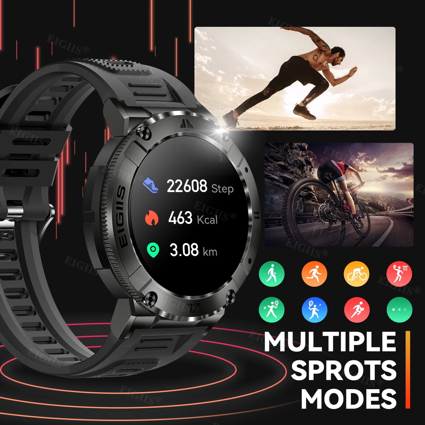 LaNikar Smart Watch Men Bluetooth Call Blood Pressure Fitness Monitor
