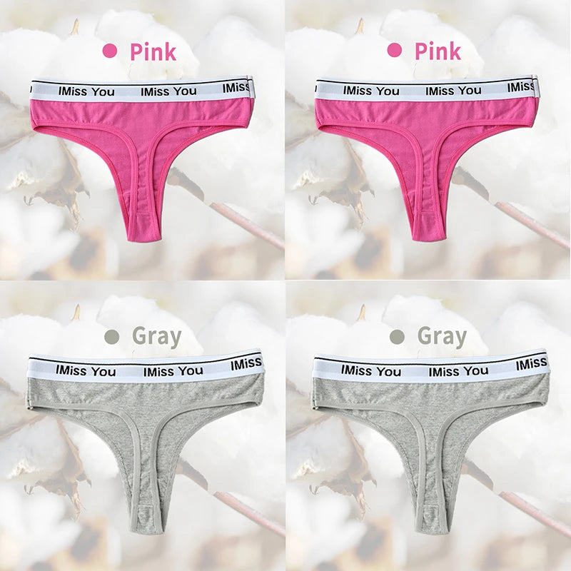 Cotton Women Thongs Low Rise Panties G String Tangas