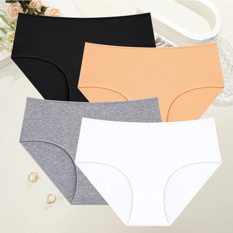 Comfort Cotton Panties Set Women High Waist Breathable Seamless Underwear