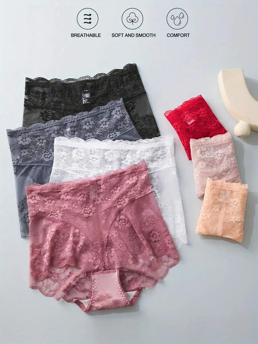 Lace High Waisted Briefs For Curvy Women Tummy Control