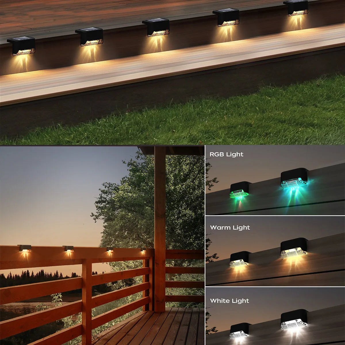 Solar Deck Step Lights Outdoor Waterproof LED Solar Powered