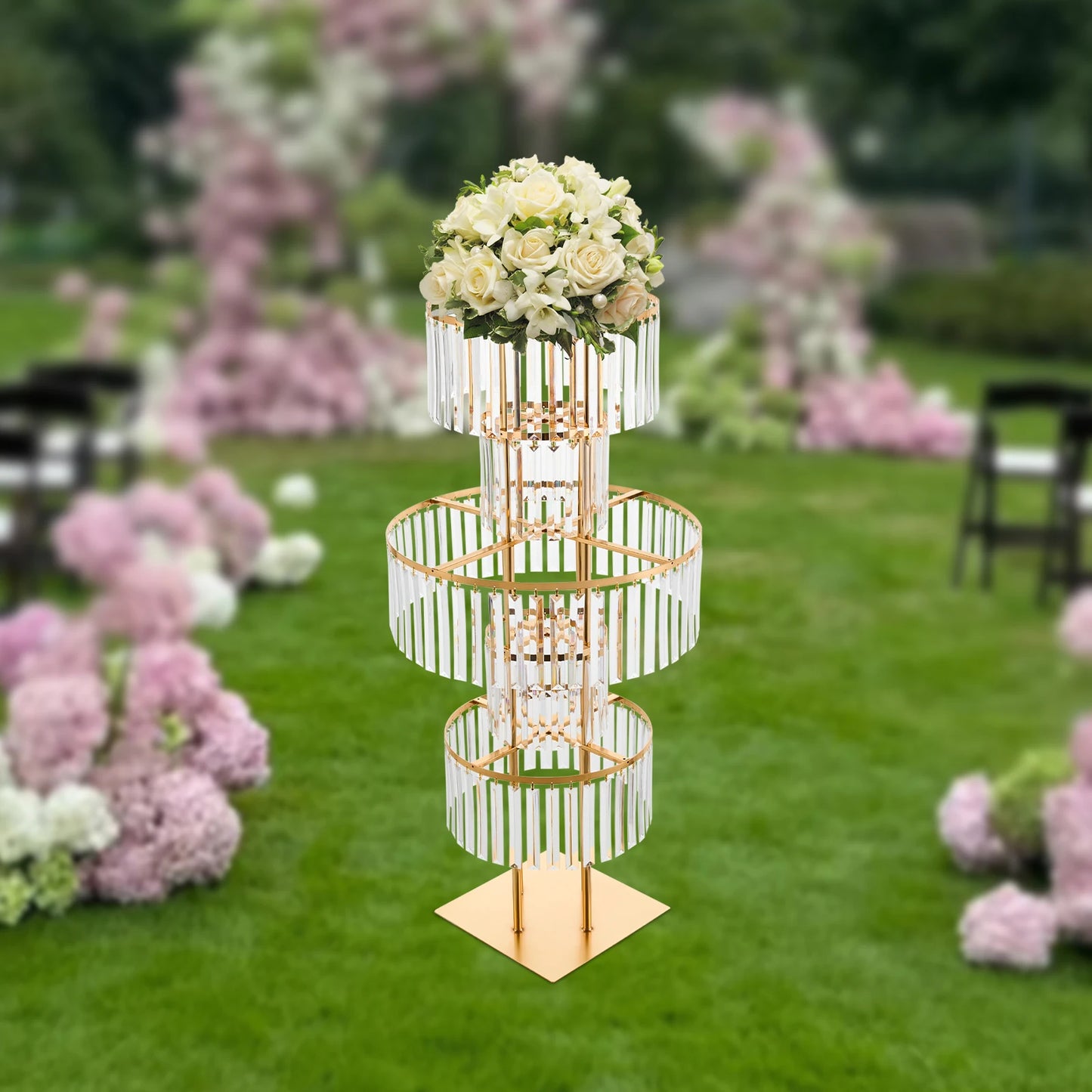 Five Tier Iron And Acrylic Wedding Centerpiece Stand