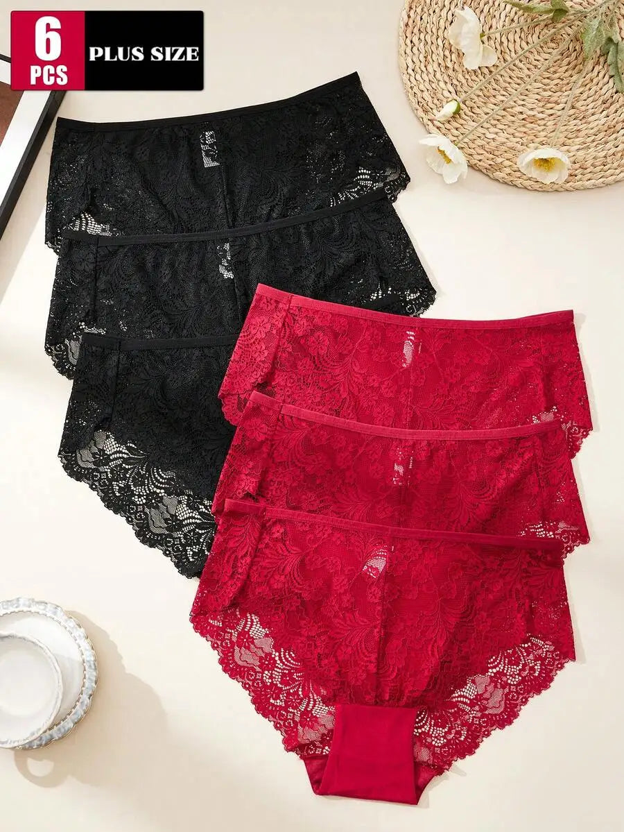 Plus Size Women Lace Panties Comfortable Soft Briefs