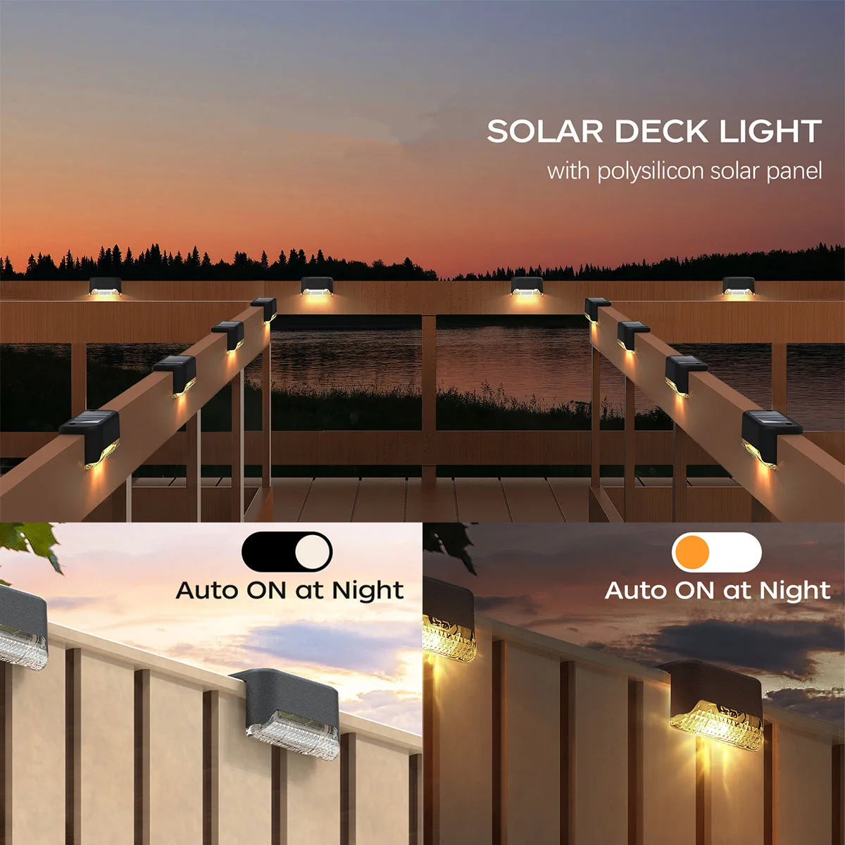 Solar Deck Step Lights Outdoor Waterproof LED Solar Powered