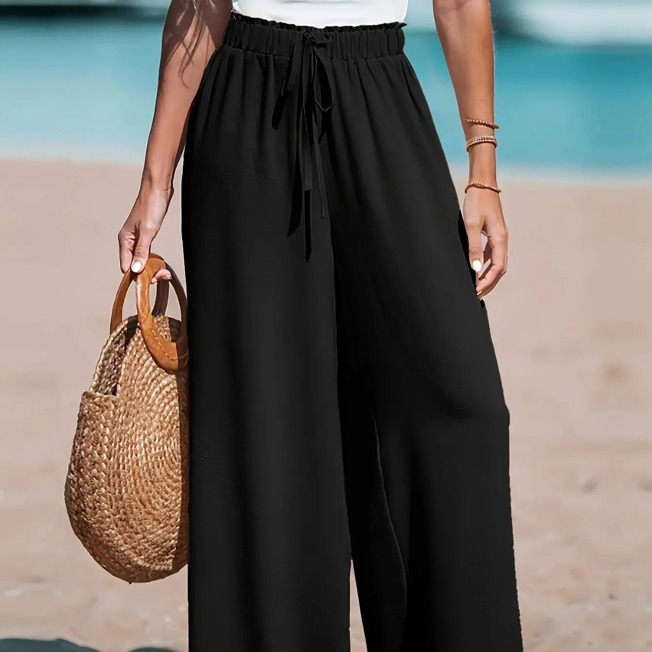 Women All Season Comfort Wide Leg Pants With Pockets