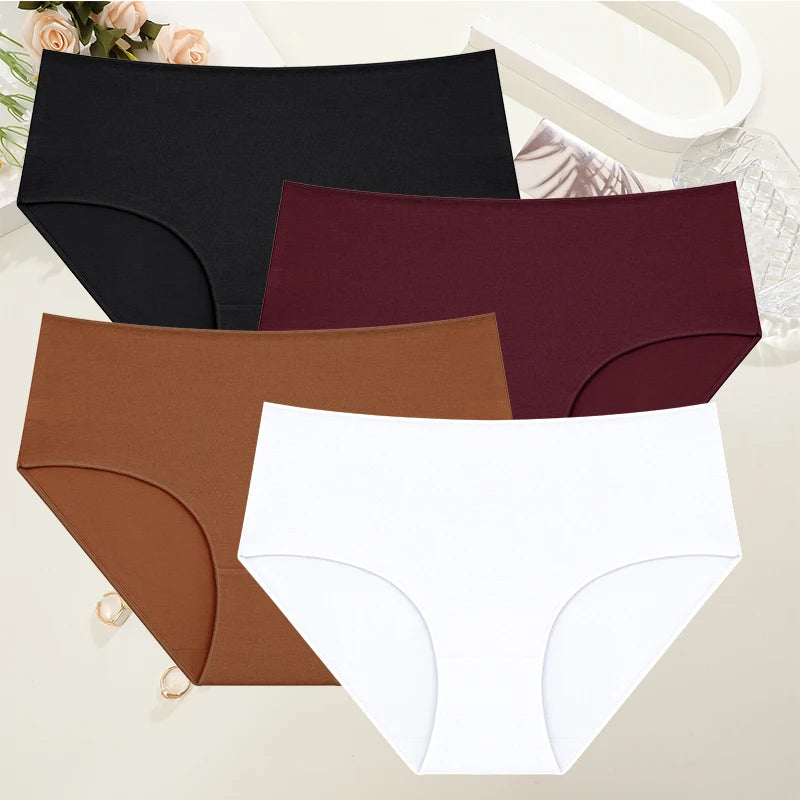 Comfort Cotton Panties Set Women High Waist Breathable Seamless Underwear
