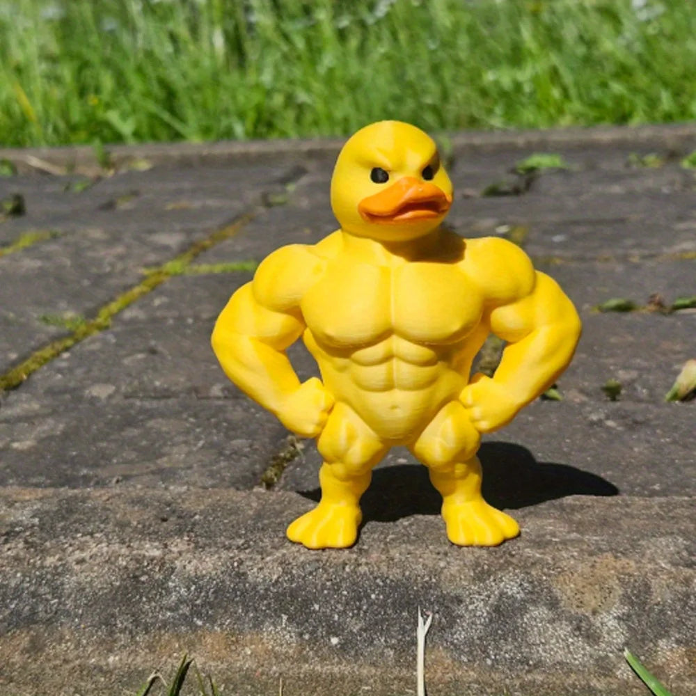 Muscle Duck Statue 3D Desktop Decor Whimsical Figurine