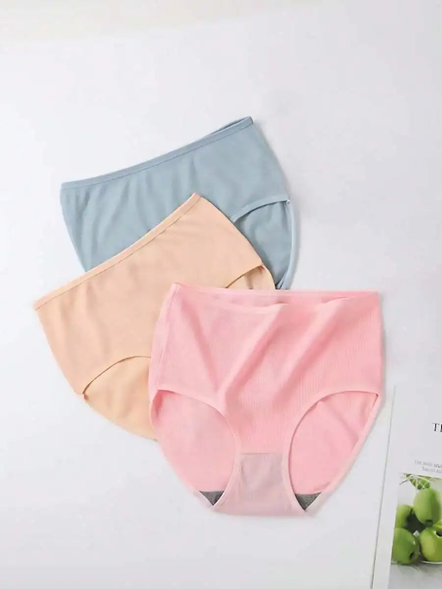 5 Pack High Waist Ribbed Ice Silk Panties For Women Breathable