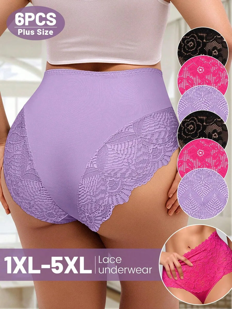 Lace Panties High Waist Tummy Control Floral Underwear