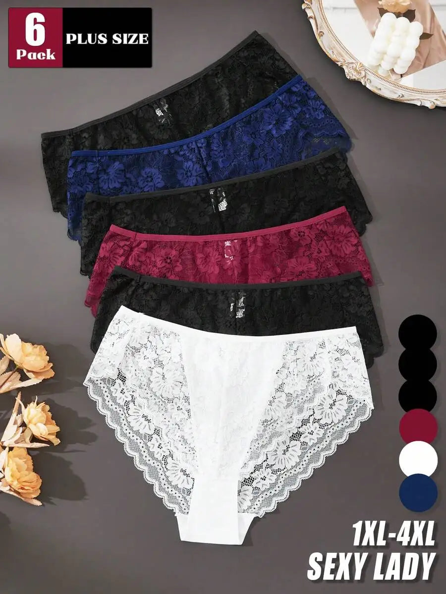 Plus Size Women Lace Panties Comfortable Soft Briefs