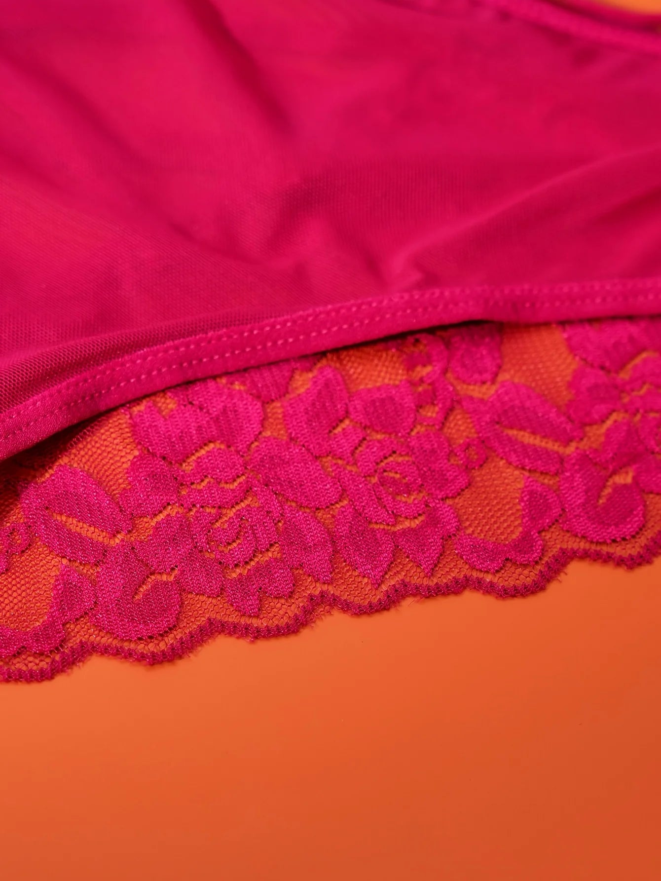 DORSU Floral Lace Panties Set With Cross Strap Semi Sheer