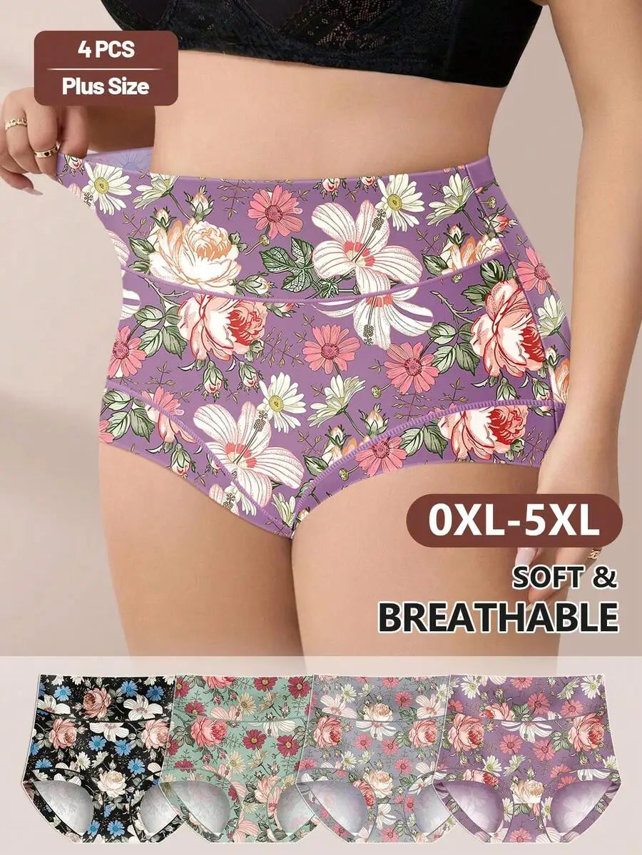 Seamless Soft Breathable Floral Print Panties for Women