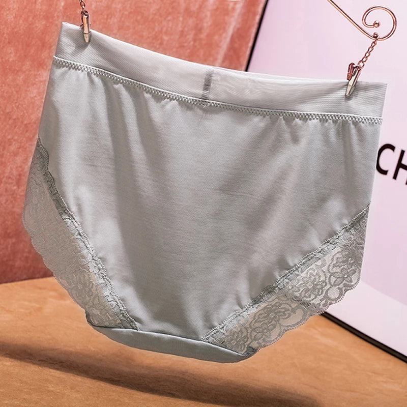 OYMQICH High Waist Lace Panties Milk Silk For Women