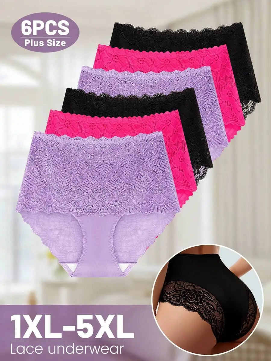 Lace Panties High Waist Tummy Control Floral Underwear