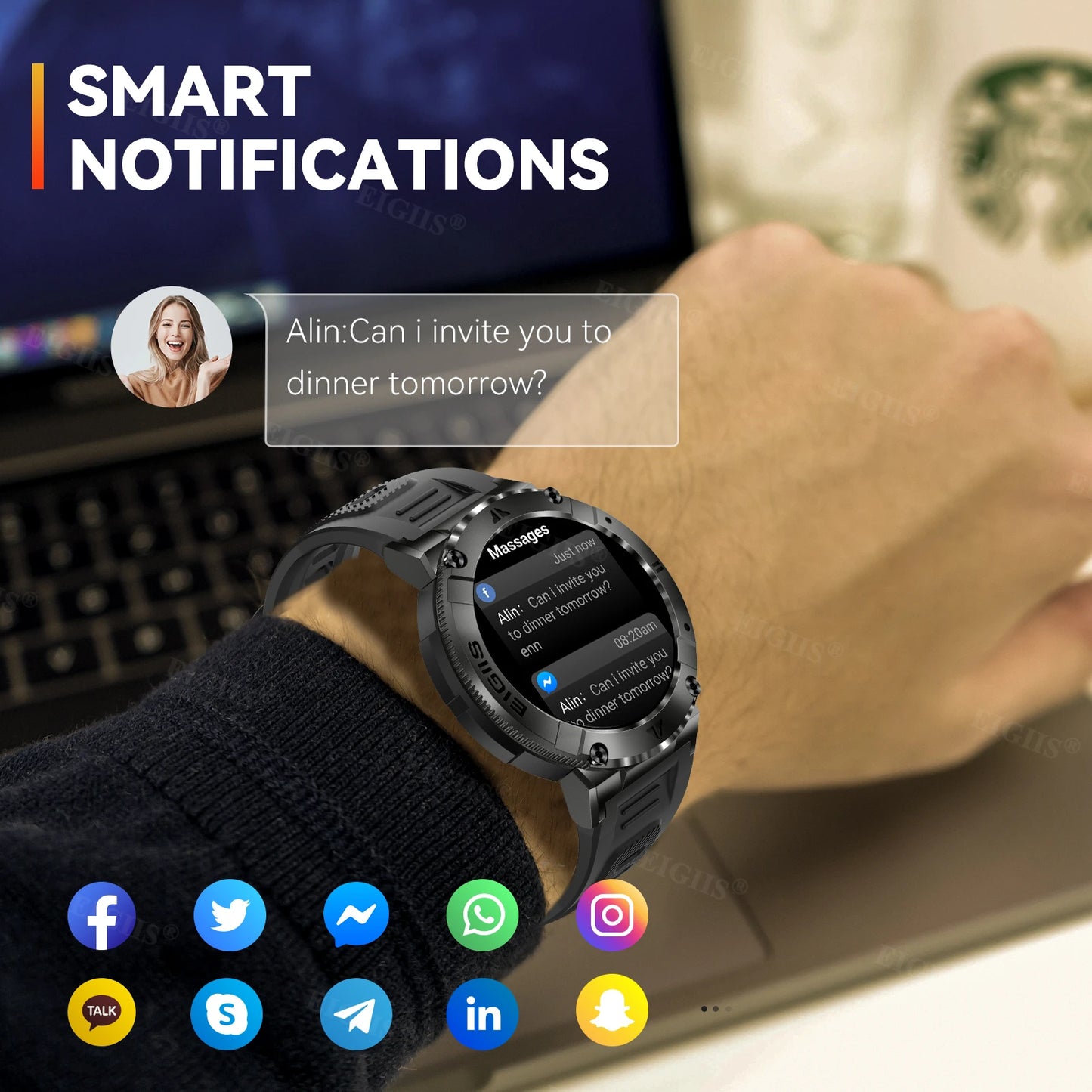 LaNikar Smart Watch Men Bluetooth Call Blood Pressure Fitness Monitor