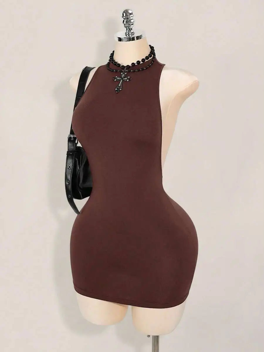 Bodycon Mini Dress With Criss-Cross Backless Design