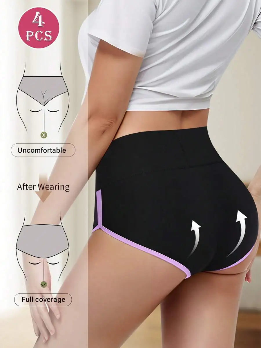 Women's High Waist Breathable Cotton Panties Pack Of Four