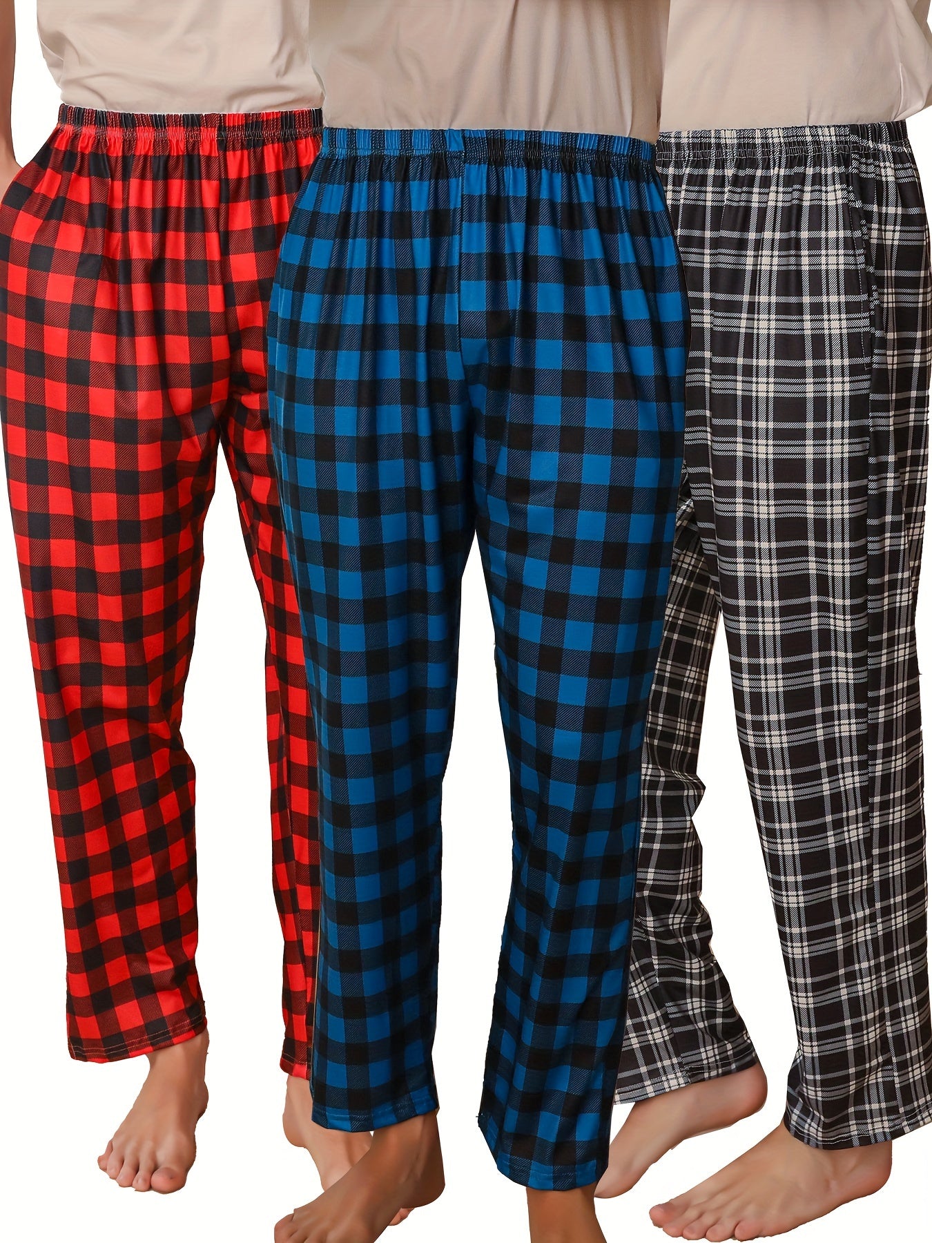 3pcs Mens Pajama Pants Loungewear Sleepwear Pijama