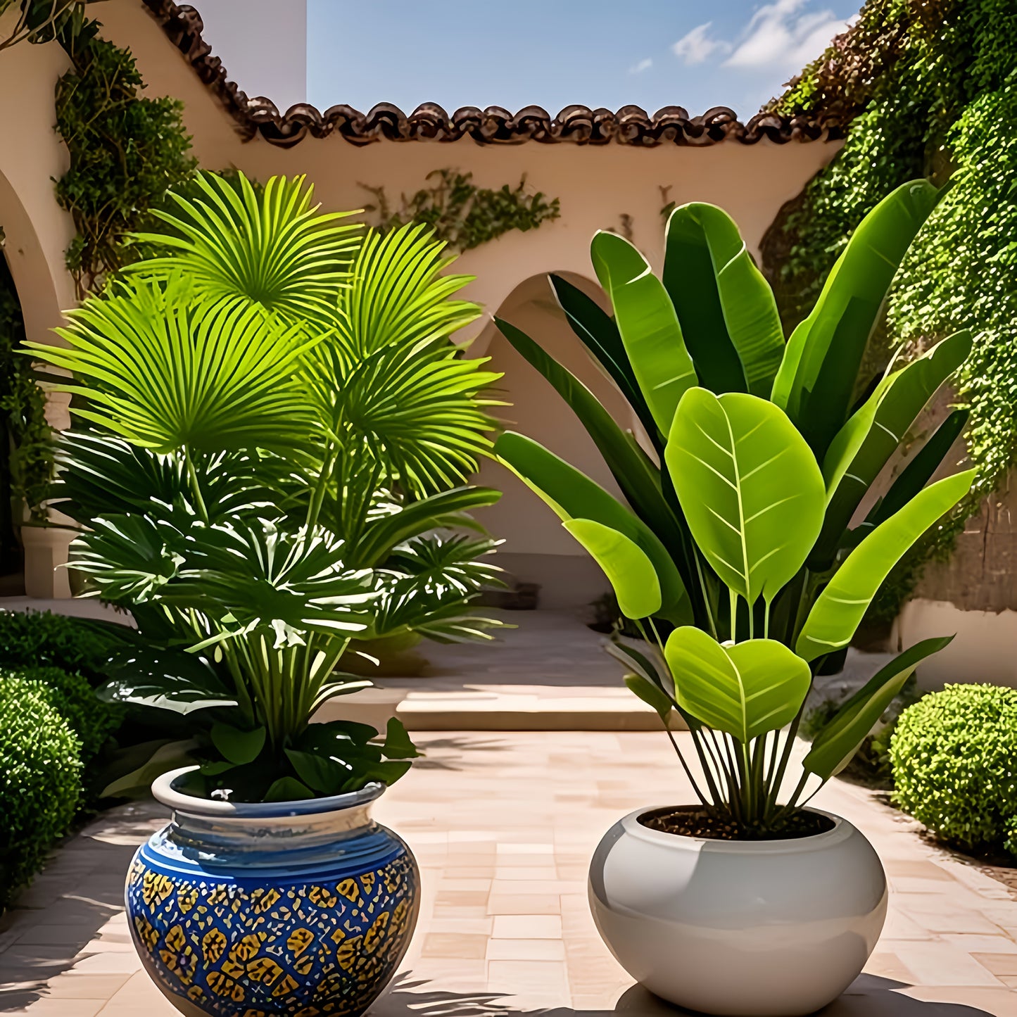 2pcs Set of Large Artificial Palm Trees for Indoor/Outdoor Decoration
