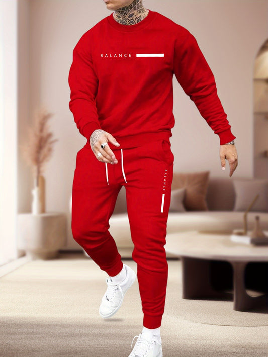 Comfy Polyester Sweatshirt Set 2pcs Men's Casual Set