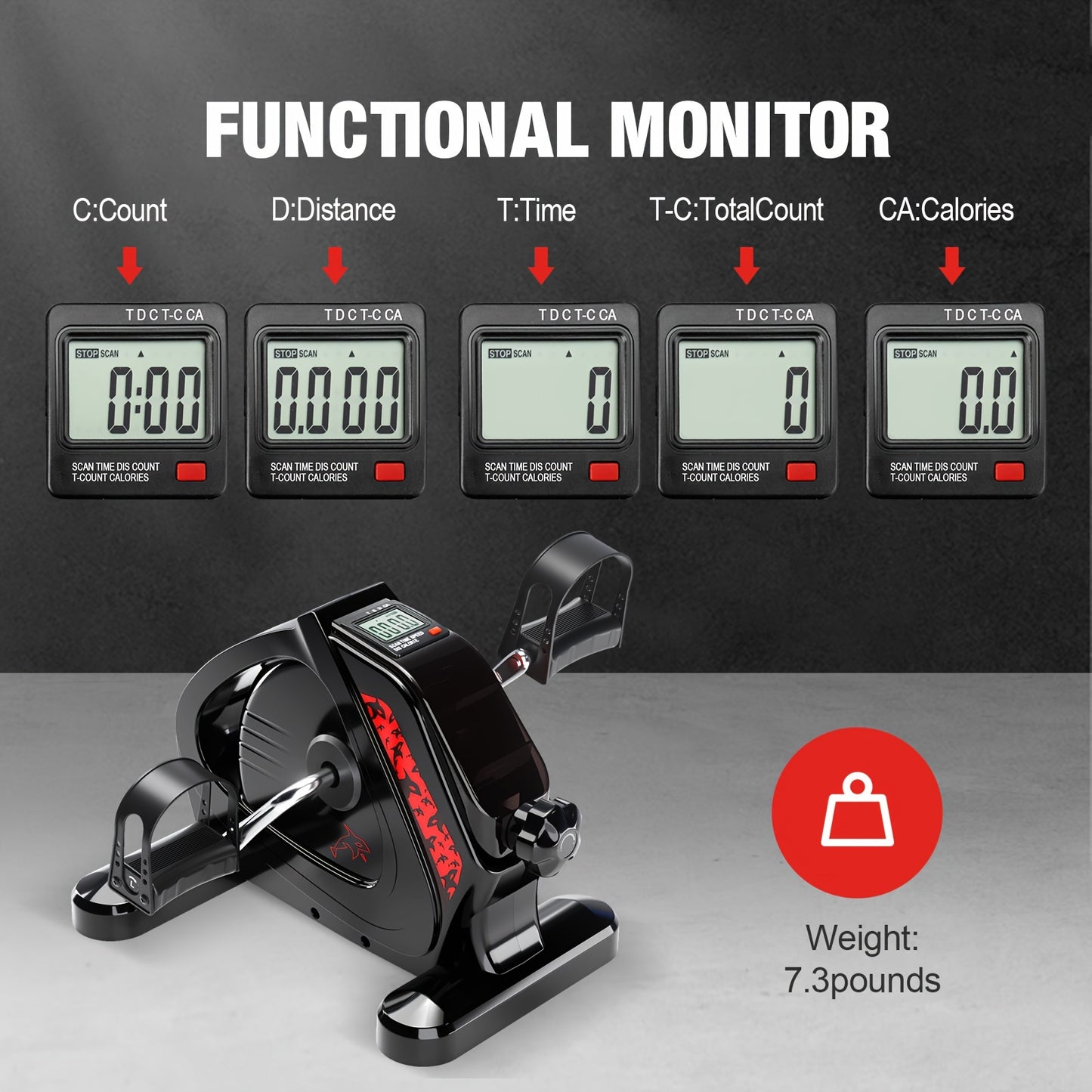 Pedal Exercise Bike Mini Elliptical Multi Functional Trainer