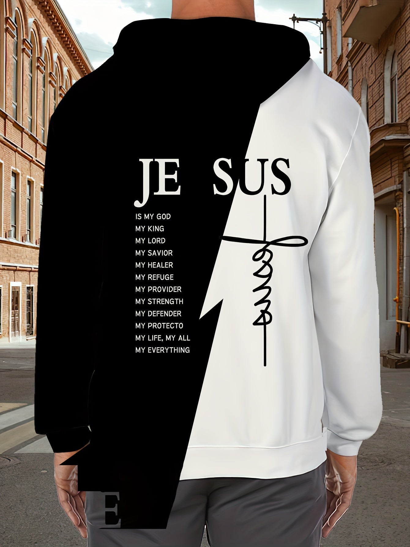 Polyester 3D Print Hooded Sweatshirt Men's Casual Zipper