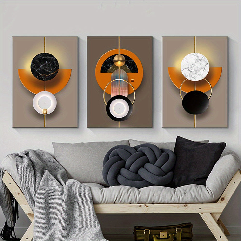 3 Piece Suit Frame Abstract Geometric Canvas Art Elegant Nordic Luxury Wall Decoration Bright Colors Suitable for Living Room Bedroom or Corridor Ideal Gift