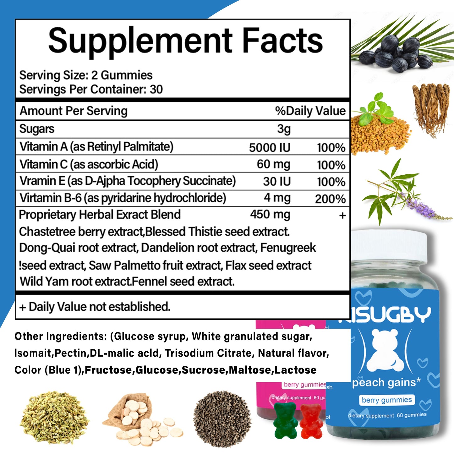 Fenugreek Gummies with Vitamin E KISUGBY Multivitamin Candy