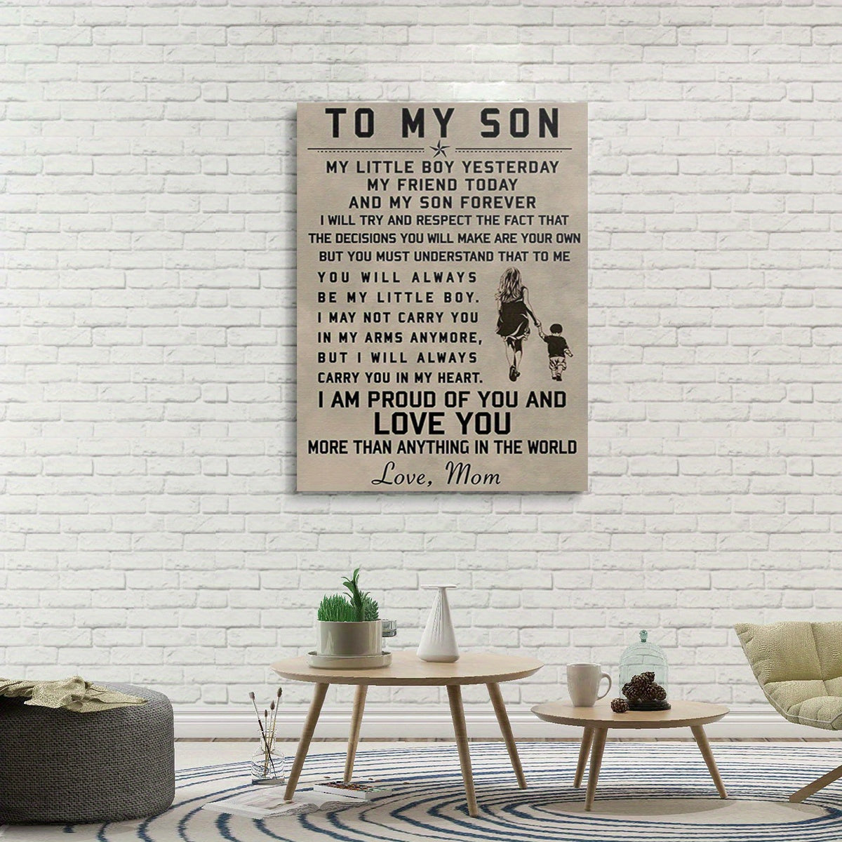 1pc Inspirational Heartfelt Message from Mom to Son Wall Art