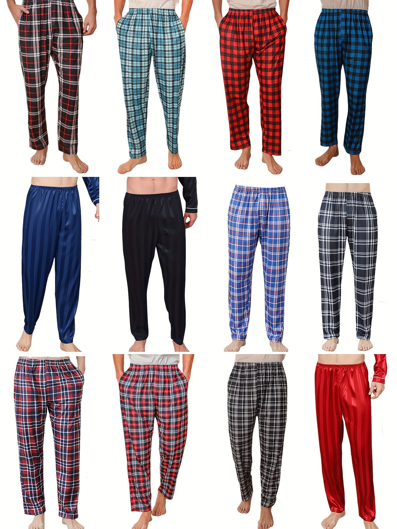 3pcs Mens Pajama Pants Loungewear Sleepwear Pijama