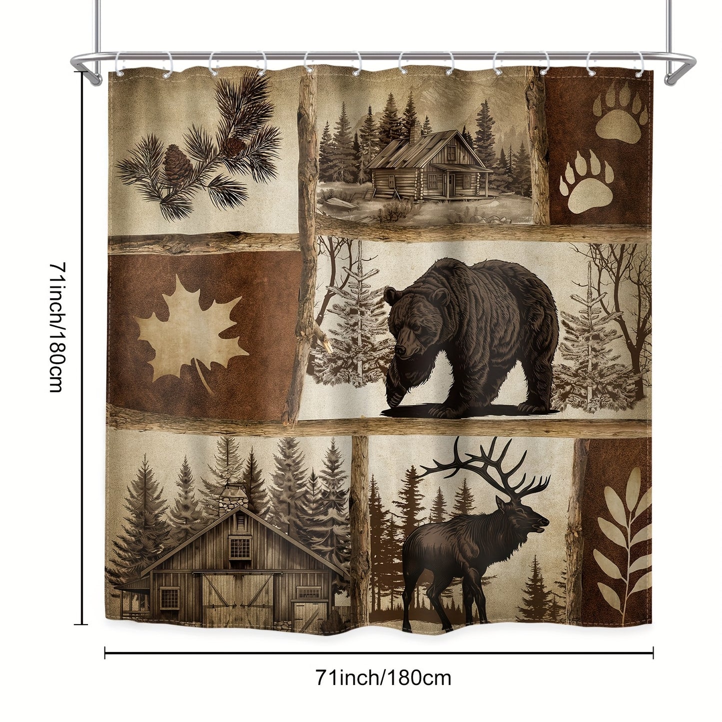 1/4pcs - Shower Curtain Set With Floor Mat And Toilet Mat