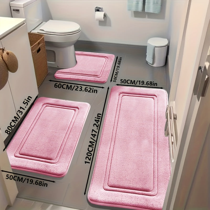 3pcs Area Rugs Including Super Absorbent Bath Mat Set
