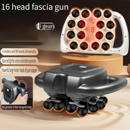 16-Head Portable Massage Gun USB Rechargeable for Full Body
