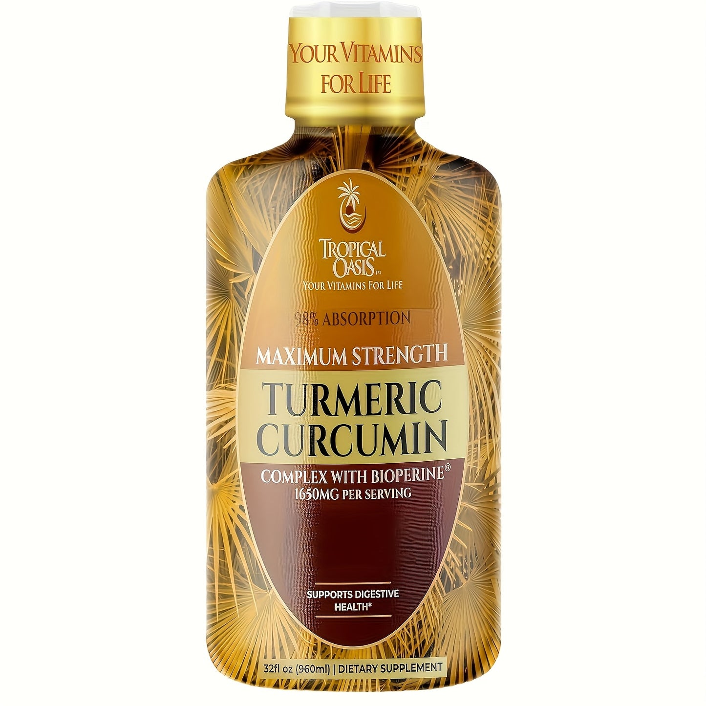 Tropical Oasis Liquid Turmeric Curcumin W/Bioperine Maximum Strength