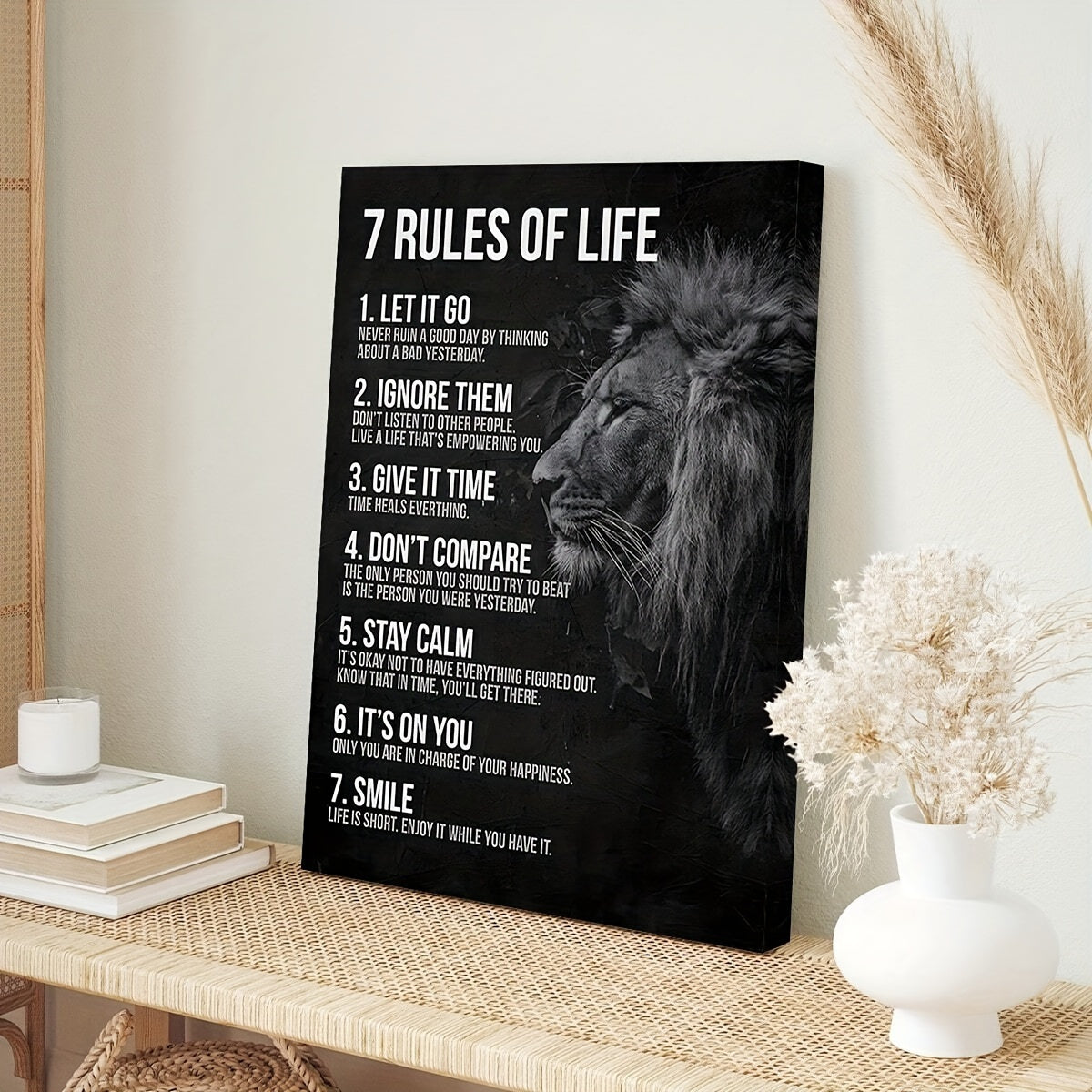 1pc Inspirational 7 Rules of Life Canvas Wall Art Decor