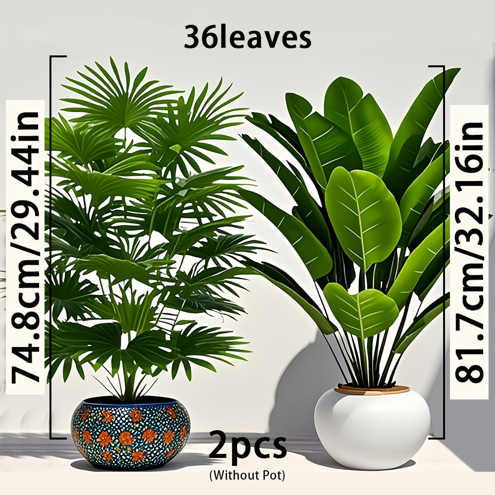 2pcs Set of Large Artificial Palm Trees for Indoor/Outdoor Decoration