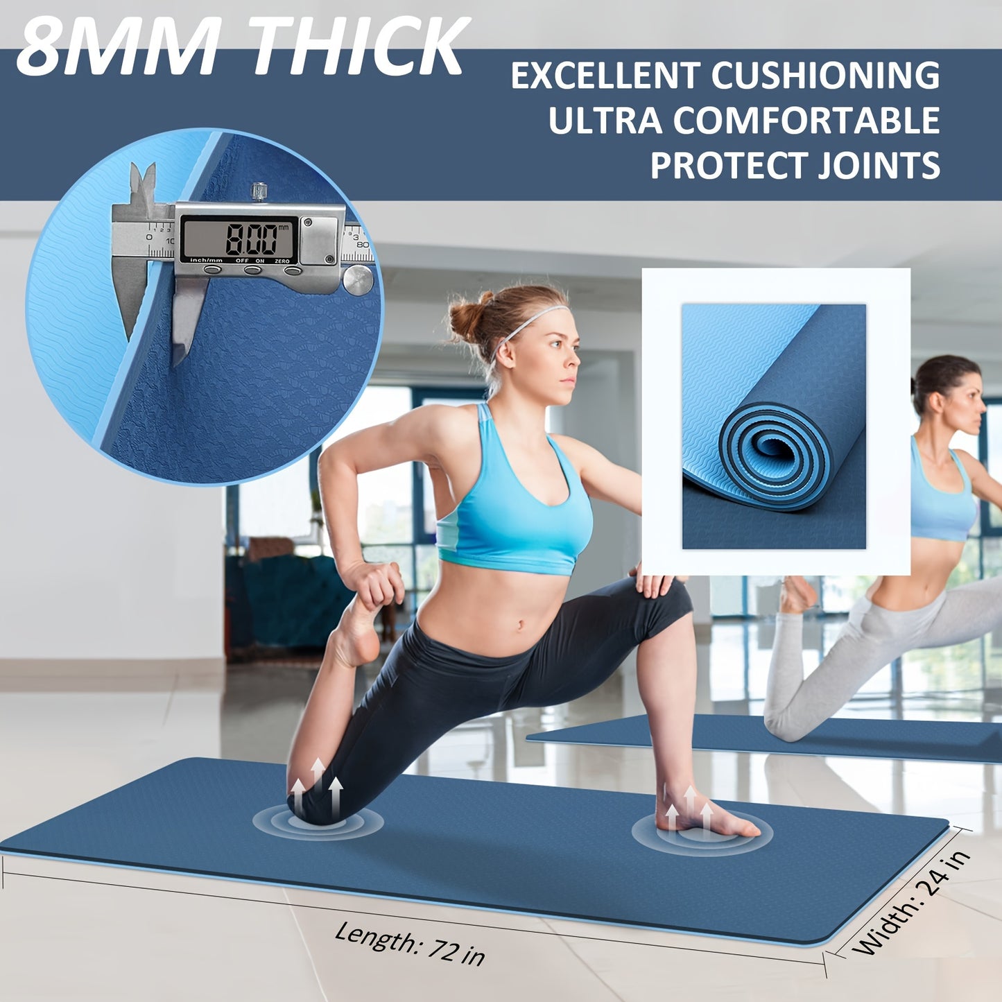 Yoga Mats For Women 1/3 Inch Thick Non Slip Exercise Mat