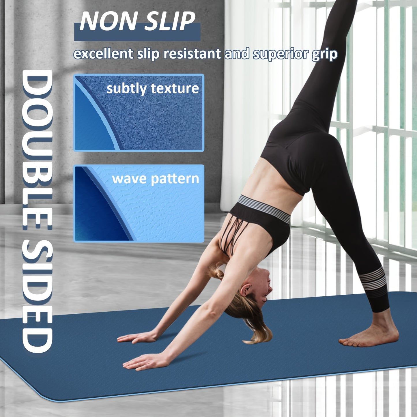 Yoga Mats For Women 1/3 Inch Thick Non Slip Exercise Mat