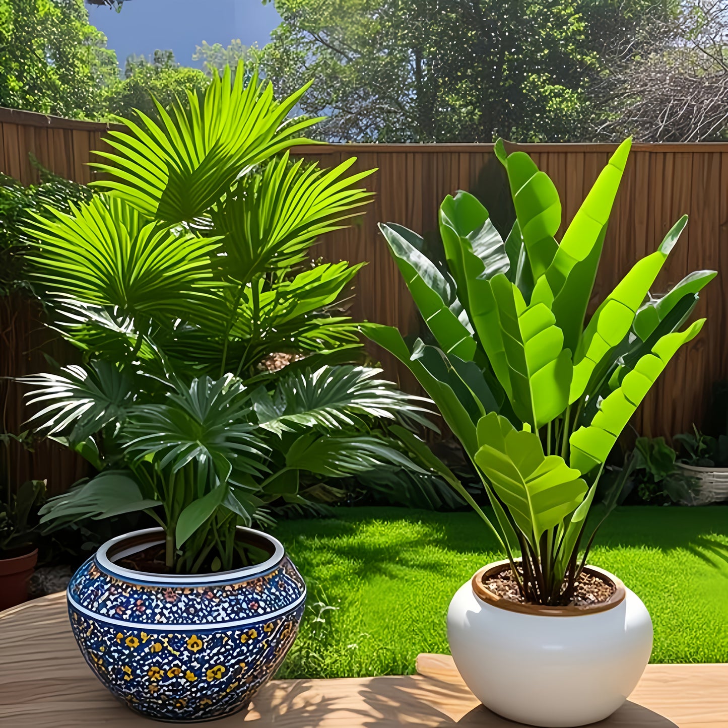 2pcs Set of Large Artificial Palm Trees for Indoor/Outdoor Decoration
