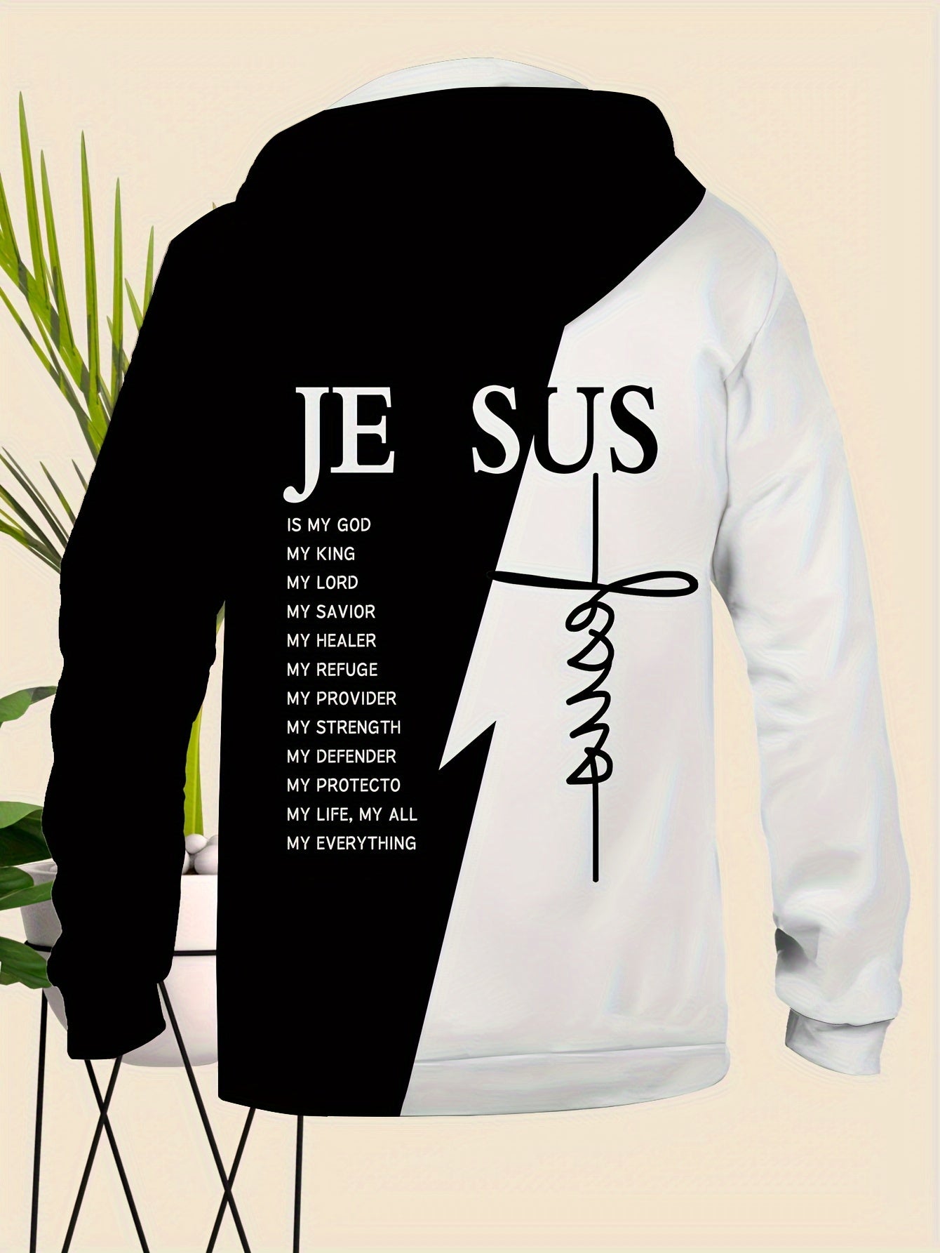 Polyester 3D Print Hooded Sweatshirt Men's Casual Zipper
